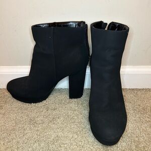 Black Suede Platform Booties